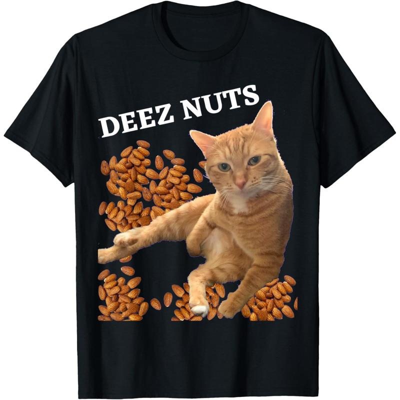Funny Cat Deez Nuts Joke T-Shirt made in usa Hoodie, Sweatshirt | DripVista.com