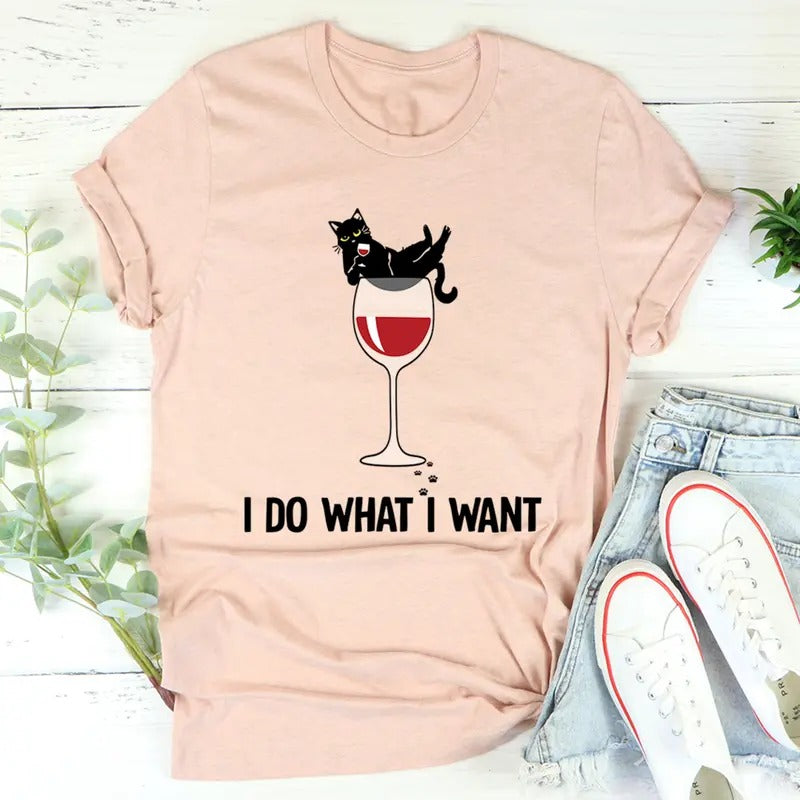 Funny Cat Lover Shirt, I Do What I Want Black Cat Wine Shirt, Funny Quotes Shirt, kitten lover, pet cat lover, cat kitten...