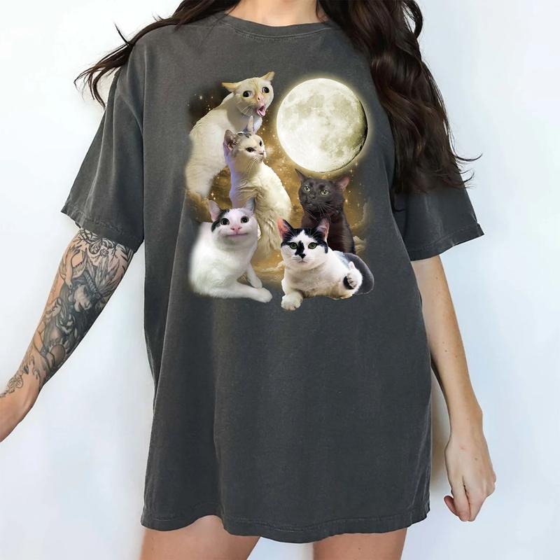 Funny Cat Meme Shirt, Retro Cats Moon Tshirt, Funny Cats Meme Tee, Vintage Y2k Galaxy Cat Shirt, Humor Cats Tees, Cat...