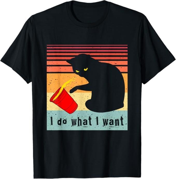 Funny Cat Shirts, Do What I Want Vintage Black Cat Red Cup Funny My Cat T-Shirt