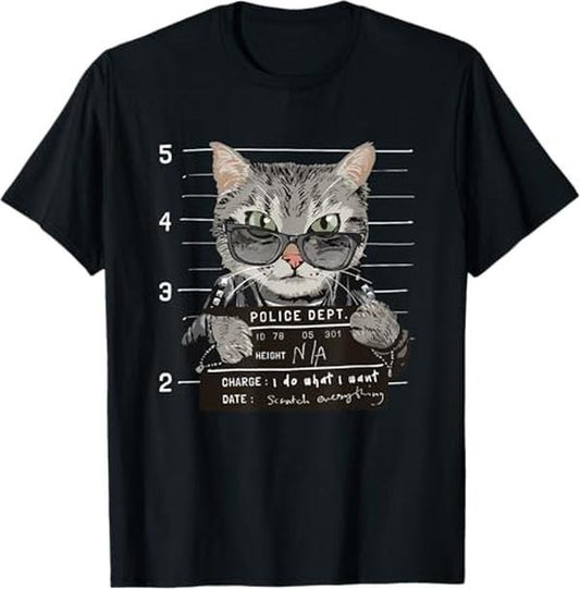 Funny Cat Shirts, I Do What I Want Funny Cat Scratched Everything T-Shirt - Menswear Top