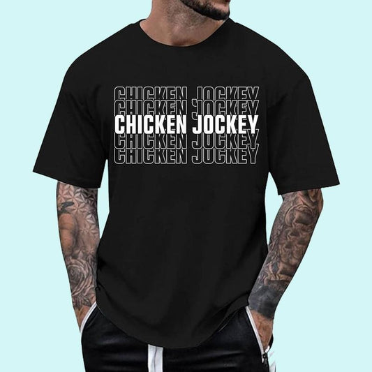 Funny Chicken Jockey Stacked Repeat Font Fun Gag Meme Humor Unisex T-Shirt, Cotton 100%, Top Trending Fashion