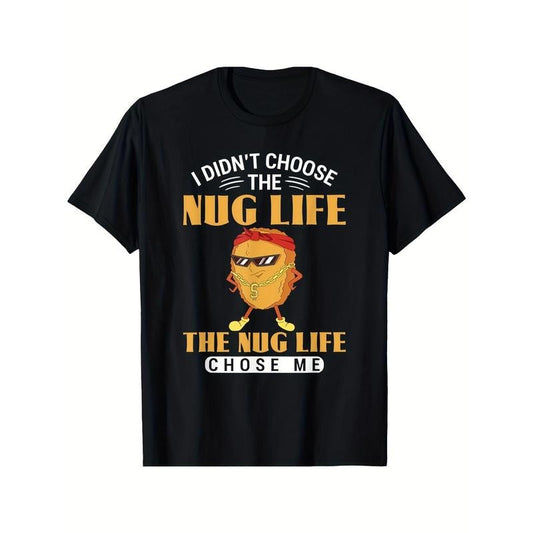 Funny Chicken Nugget Graphic Tee for Men - 100% Cotton, Casual Short Sleeve Crew Neck T-Shirt, Perfect Gift for Him made in usa