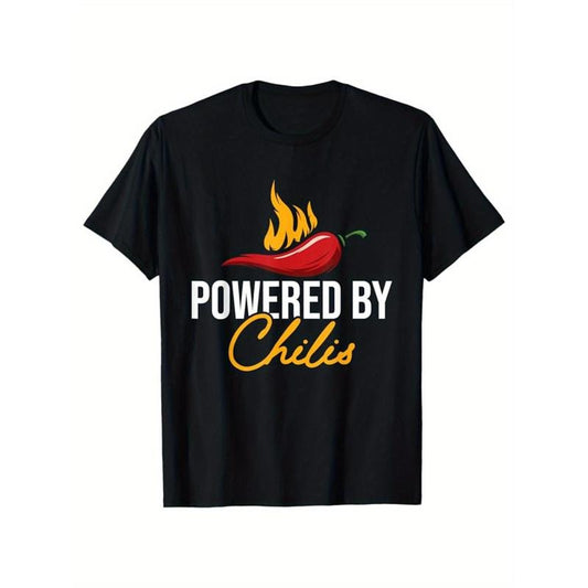 Funny Chili Print, Men's Cotton T-shirt, Graphic Tee Men's Outdoor Clothes, Men's Clothing, Casual Short Sleeve Crew Neck T-shirt made in usastyle{n002}8