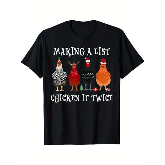 Funny Christmas Chicken Lover Santa Hat Farm T-Shirt, 100% Cotton, Gift for Family and Friends, Christmas Gift, S - XXXL, Black made in usa