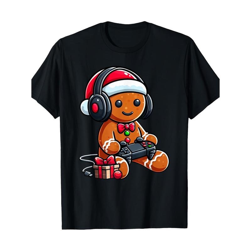 Funny Christmas Gamer Gingerbread Xmas Gaming Men 220g 100% Cotton T-Shirt made in usa Hoodie, Sweatshirt | DripVista.com