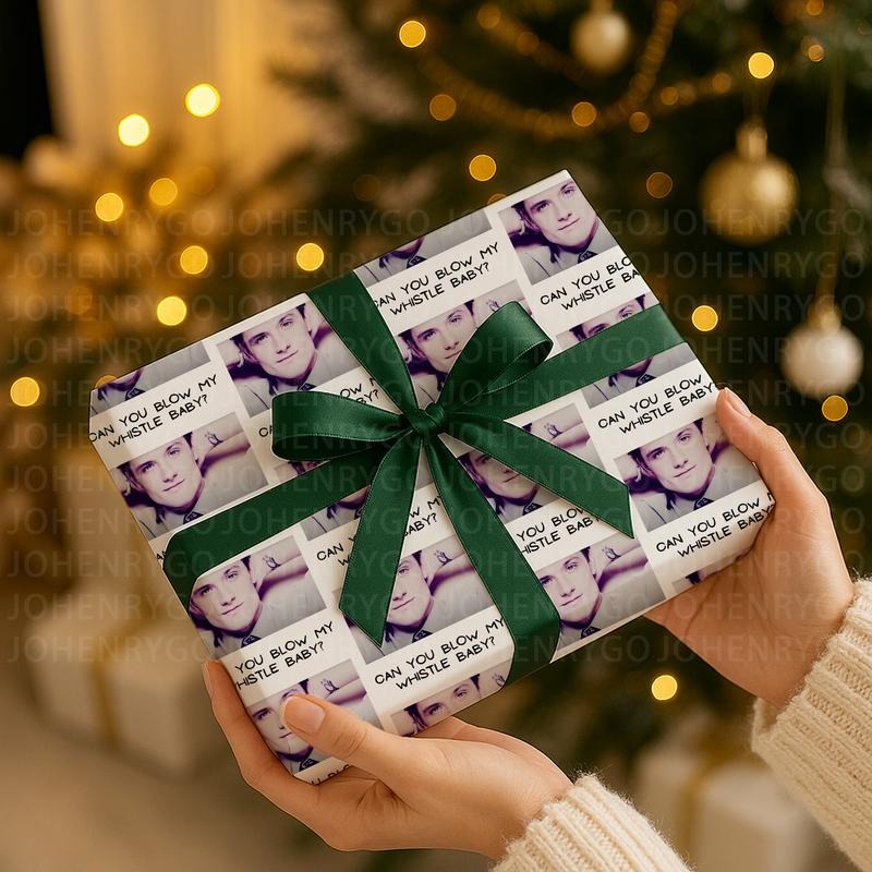 Funny Christmas Josh Hutcherson Meme Gift Wrap Papers, Whistle Baby Josh Hutcherson, Gift For Christmas Holiday, Xmas Wrap Papers in Matte, Satin