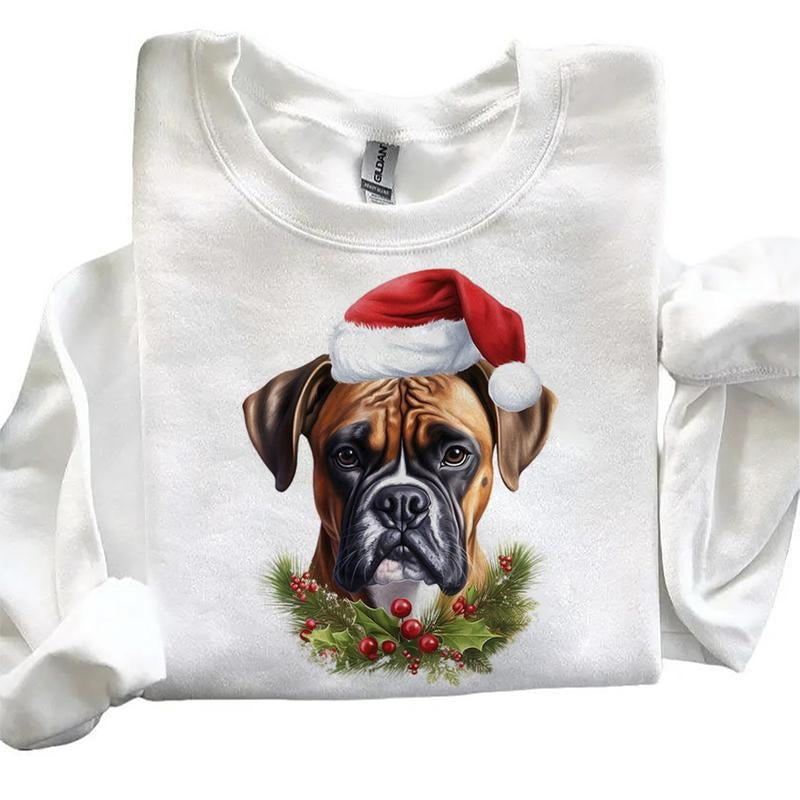 Funny Christmas Santa Dog Hat Sweatshirts Hoodie Tropical Dog Summer 4th of July Cute T-shirt Hunting Season Unisex 1...