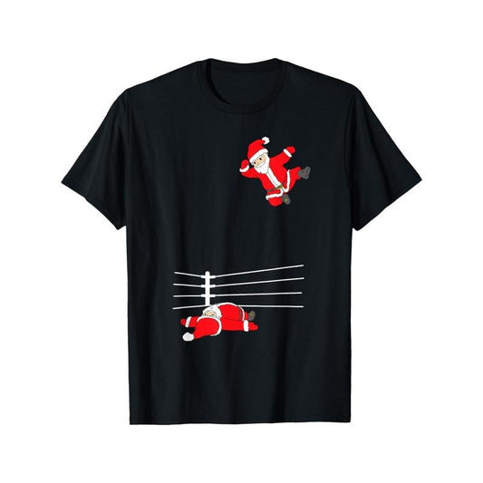 Funny Christmas Santa Wrestling Xmas T-Shirt for The Youth, Soft Fabric, Breathable, Comfortable Short Sleeve Tees Perfect for Summer, Birthday Gift to Teens made in usa