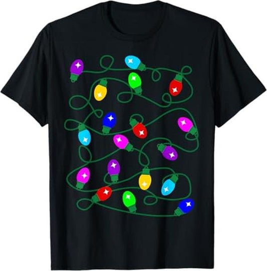 Funny Christmas Shirt, Christmas Gift, My Favorite Color Is Christmas Lights Funny Pajama Xmas T-Shirt - Menswear Top