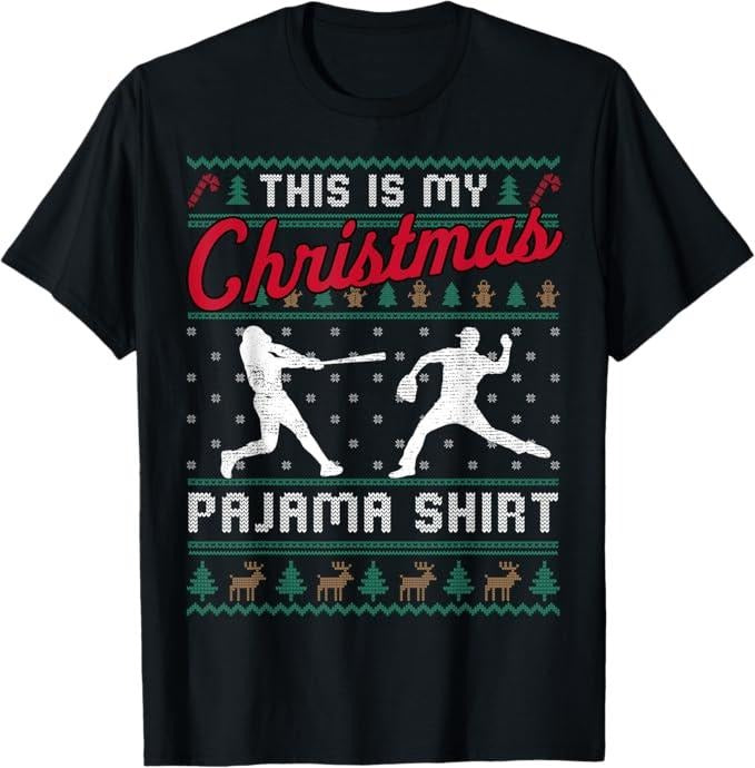 Funny Christmas Shirt, Christmas Gift, This Is My Christmas Pajama Baseball Ugly Sweater Funny T-Shirt