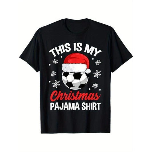 Funny Christmas Soccer Ball Pajama Pj Outfit Men Women Men Women T - Shirt, 100% Cotton, For Sports Lovers, S - XXXL, Black made in usa