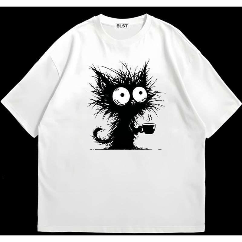 Funny Coffee Cats T-Shirt Trendy Fit Weekend Vibes Only Pair with Anything Hoodie, Sweatshirt | DripVista.com