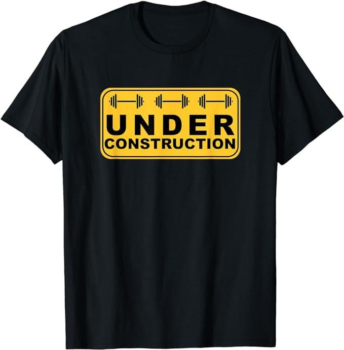 Funny Construction Work Shirts, Body Under Construction Fitness Workout Funny Saying Gym T-Shirt Menswear Casual Cotton...