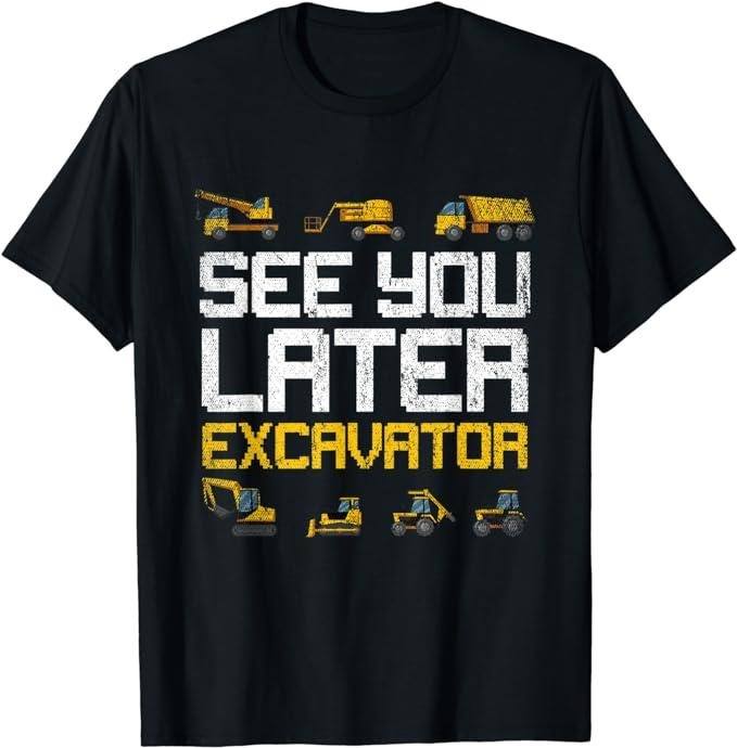 Funny Construction Work Shirts, Funny Construction Worker Kids Gift Idea Excavator T-Shirt Menswear Top Basic Casual...