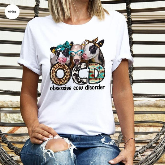 Funny Cow T Shirt Hoodie Sweater Farm Graphic Tees Obsessive Cow Disorder Shirt Farmer T-shirt Cute Cow Shirt Farm Animal Vneck Shirt Gift For Her