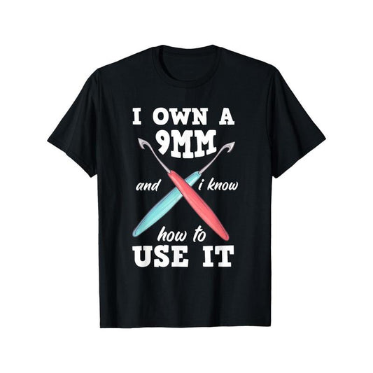 Funny Crocheting Crochet Men's Cotton T-shirt with Enduring Round Neck Classic Prints made in usa