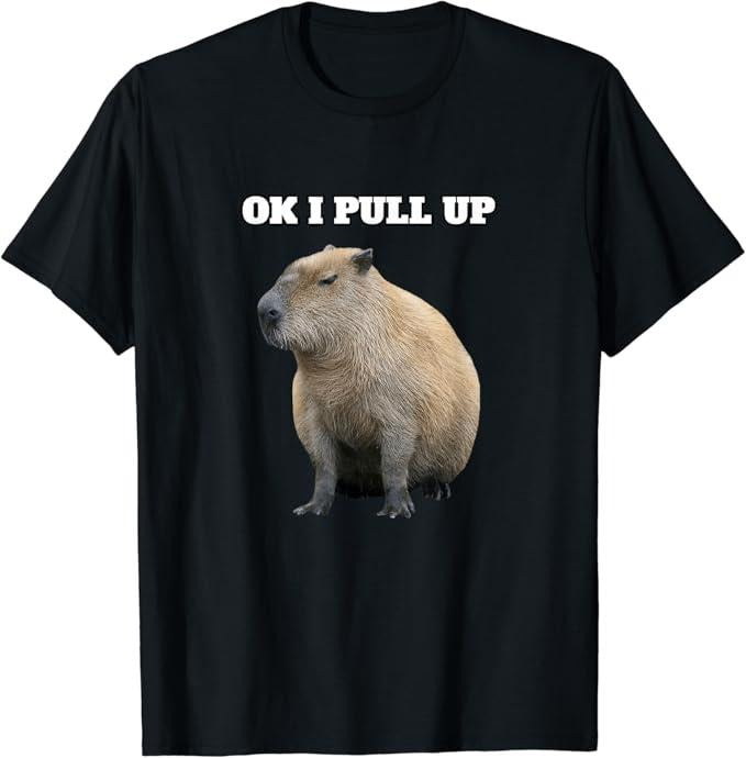 Funny Cute Capybara Shirts, Ok I Pull Up Capybara T-Shirt Menswear Top Casual Classic Hoodie, Sweatshirt | DripVista.com
