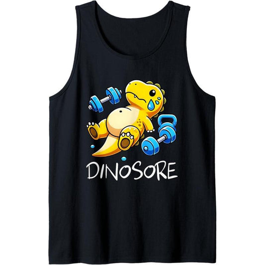 Funny Cute Dinosaur Workout Gym Fitness Weightlifting Gift Tank Top Made in USA