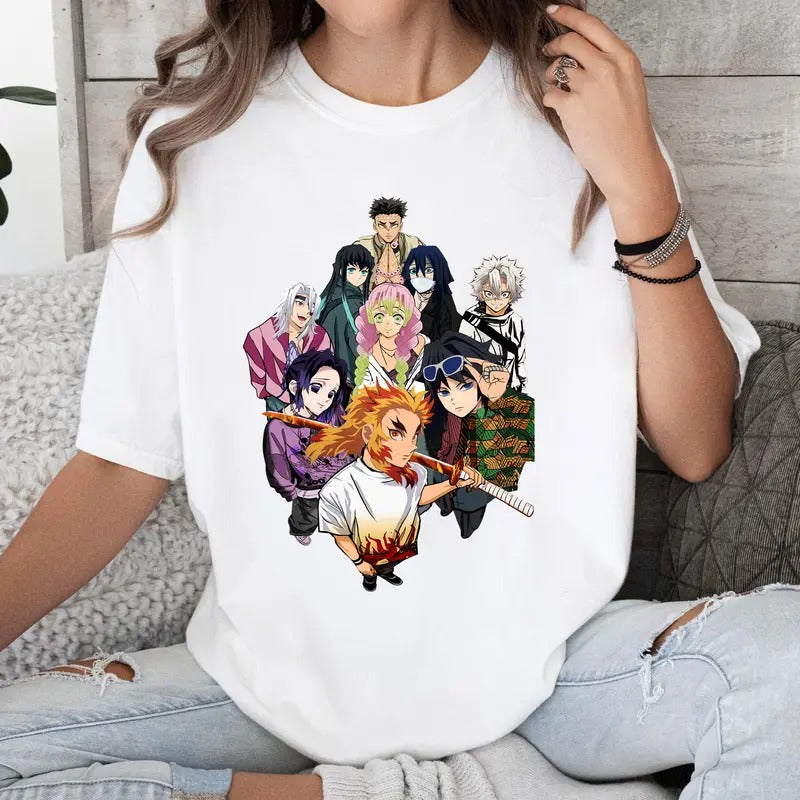 Funny DM Hashira Characters Shirt Crewneck Hoodie Comfort Cotton Sweatshirt | DripVista.com