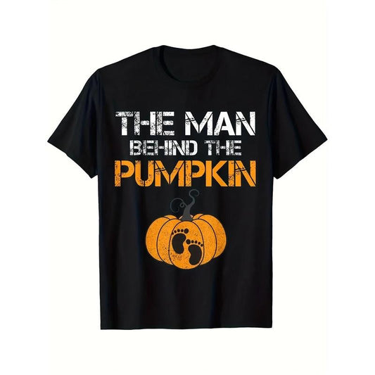 Funny Dad-to-Be Halloween T-Shirt - Black Casual Short Sleeve Men's Sport Tee - Unique Pumpkin Design For Expectant Fathers Made in USA