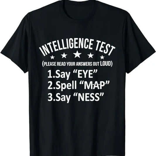 Funny Dark Humor Shirts For Men, Intelligence Test Adult Humor Funny Sarcasm Graphic Short Sleeve T-Shirt Menswear Casual Cotton Top Basic
