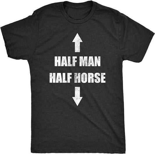 Funny Dark Humor Shirts For Men, Men's Half Man Half Horse Funny Adult Humor Joke T-Shirt Menswear Casual Cotton