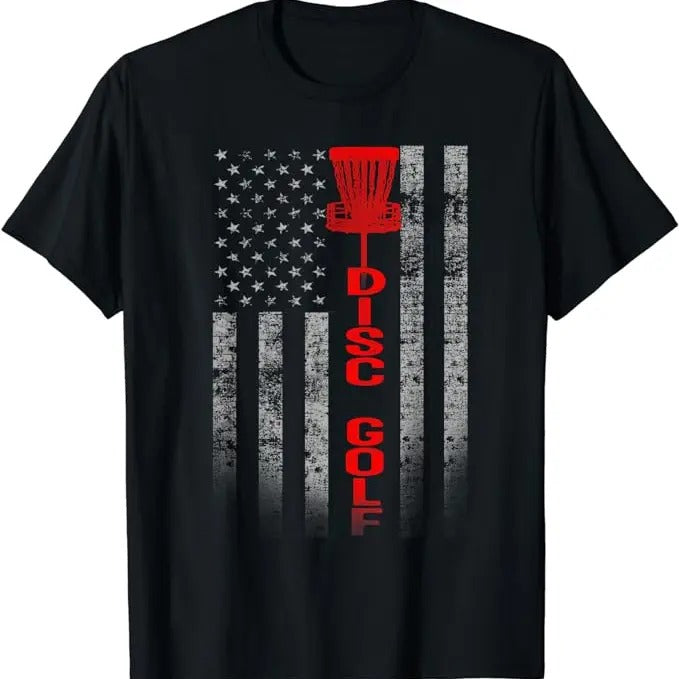 Funny Disc Golf T-Shirt, Gift for Disc Golfers, Disc Golf Basket Flag Design T-Shirt Menswear Top Underwear