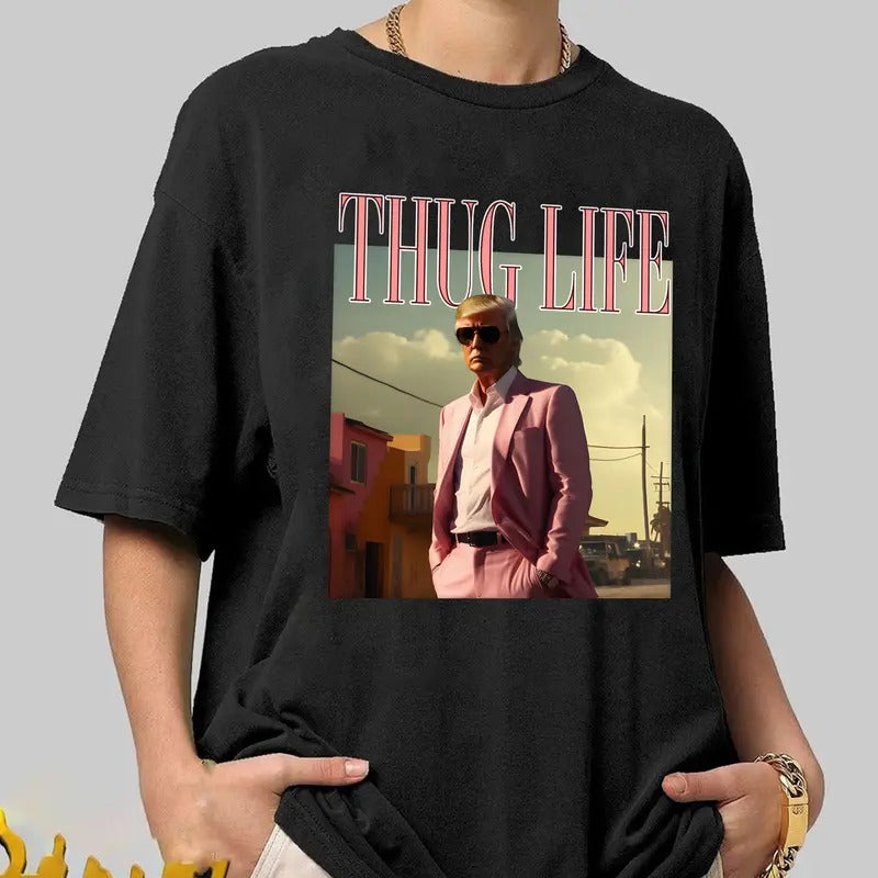 Funny Donald Trump Thug Life Shirt, Funny Meme Country Music Shirt, Viral Trump Thug Life Shirt Hoodie, Sweatshirt