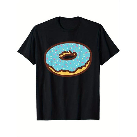 Funny Donut Lover Doughnut Men Women Boys Girlss Gift T-Shirt, 100% Cotton, Halloween Thanksgiving Christmas Gift for Men Women Family Friends, S-XXXL, Black made in usa