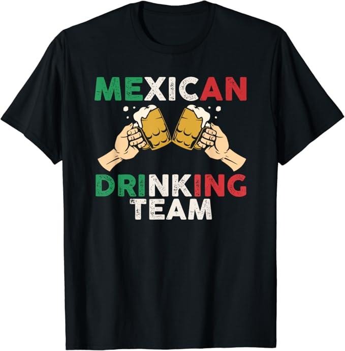 Funny Drinking Shirts, Mexican Drinking Team Funny Mexico Flag Beer Mugs T-Shirt Menswear Top | Funny Shirts For Night Out Casual Classic