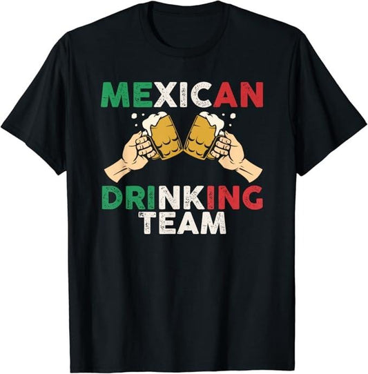 Funny Drinking Shirts, Mexican Drinking Team Funny Mexico Flag Beer Mugs T-Shirt Menswear Top | Funny Shirts For Night Out Casual Classic