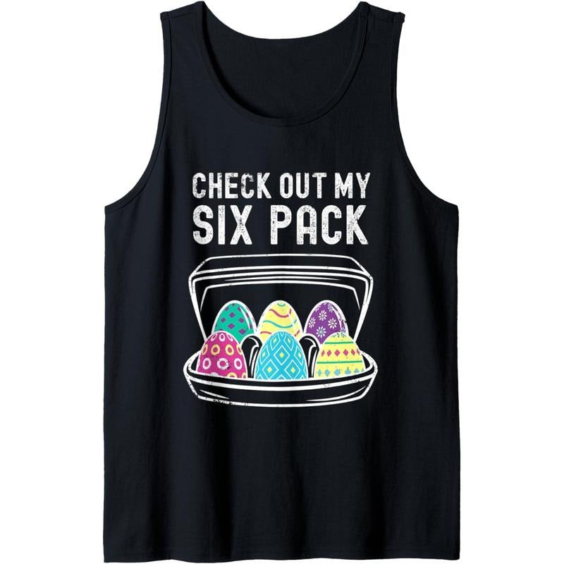 Funny Easter Egg Workout Check Out My Six Pack Abs Easter Tank Top made in usa T-Shirts, Hoodie, Sweatshirt | DripVista.com