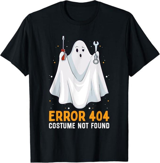 Funny Error 404 Costume Not Found Shirt, Funny Error 404 Costume Not Found Easy Lazy Halloween Ghost T-Shirt - Menswear Top