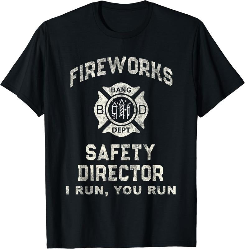 Funny FIREWORKS SAFETY DIRECTOR New Year Eve Pyro Boom Squad T-Shirt | Unisex Cotton Tee Gift, Crewneck, Short Sleeve...