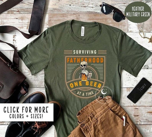 Funny Father's Day Shirt, Surviving Fatherhood One Beer At A Time Shirt, Beer Lover Dad Shirt, Funny Dad Shirt, Dad Gift