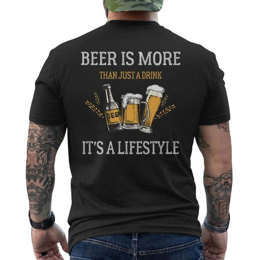 Funny Fathers Day Shirts, Gift for Dad, Beer Is More Than Just A Drink Its A Lifestyle - Funny Dad Mens Back Print - Casual Basic Smooth