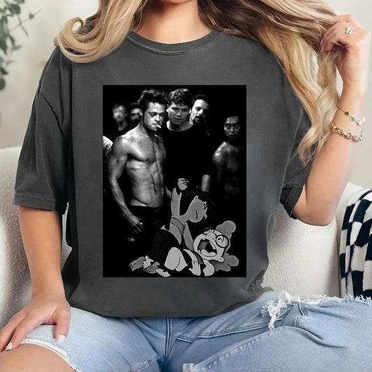 Funny Fight Club Scene Lilu and Stich Inspired Tee, Aloha Hawaiian Vibes Shirt, Vintage Summer T-shirt, Retro Cartoon Tee for Men Women, Shirts for Casual Day