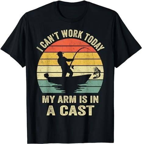 Funny Fisherman, I Can't Work Today My Arm Is in a Cast T-Shirt Menswear Casual Cotton Hoodie, Sweatshirt | DripVista.com