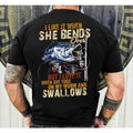 Funny Fishing Gifts, Swoosh Like When She Bends Over But Swoosh Love Mouthless cat When She Tugs Pocket monsters My Worm Gunpla brand Swallows T-Shirt, Lagermouth bass fishing for men Golf Gift T-Shirt For Men Gunpla brand Women