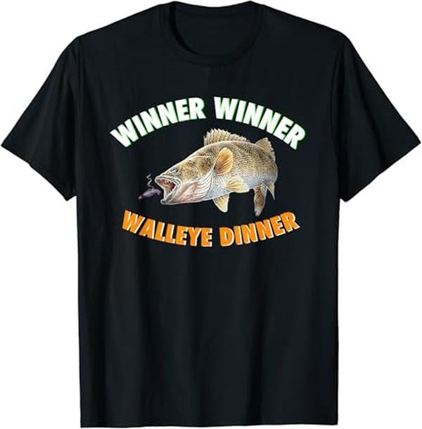 Funny Fishing Shirts, Winner Winner Walleye Dinner Fish Fry T-Shirt Cotton Fashion Hoodie, Sweatshirt | DripVista.com