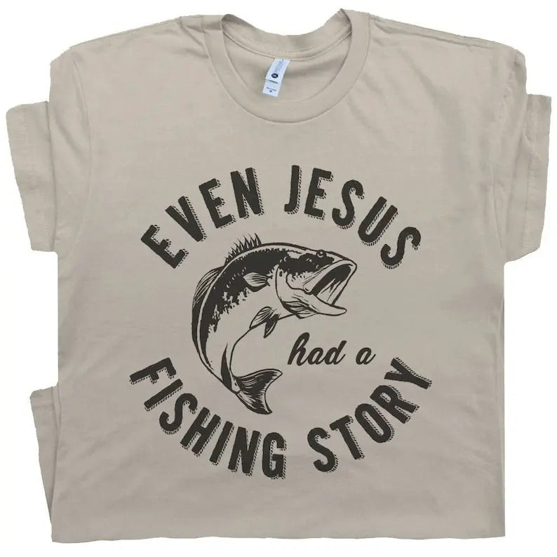Funny Fishing T Shirt Gift For Cool Christian Fisherman Jesus Story Tee Shirts With Witty Saying Bible Verse Fly Fishing Lure Graphic Humor