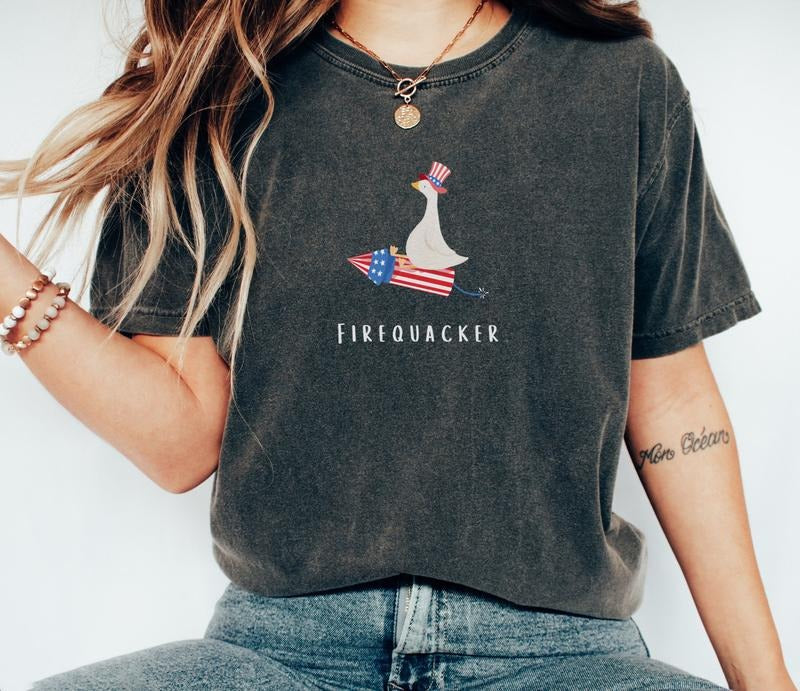 Funny Fourth Of July Tshirt, Funny Goose Shirt, Independence Day Tee, Usa Shirt, Patriotic Tshirt, Irequacker Shirt, Silly Gift, Unisex T-Shirt, Gifts For Men Women, Short Sleeve Tee Shirt, Gifts For Birthday
