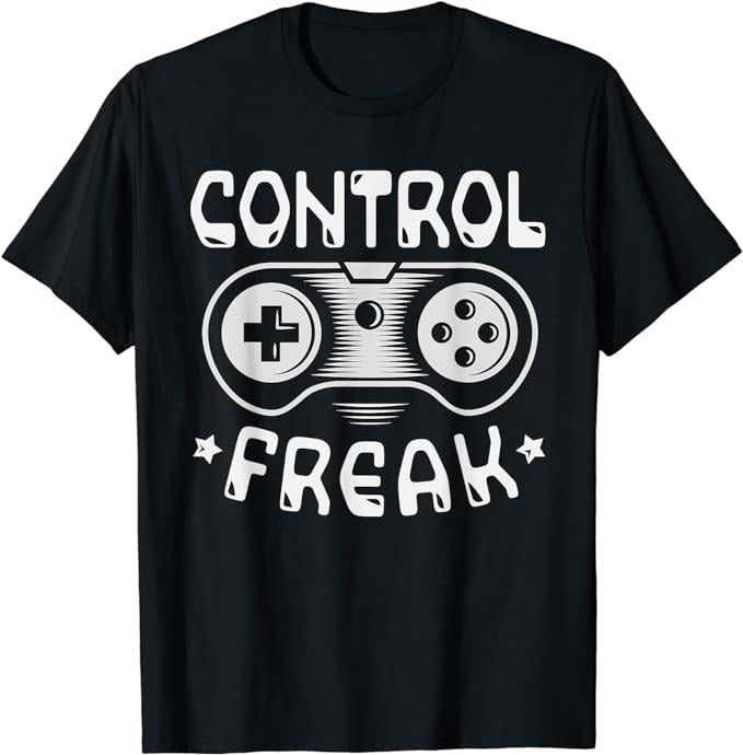 Funny Gamer Shirts, Special Gifts For Gamers, Control Freak Funny Gaming Video Games T-Shirt Menswear Top Casual Classic...