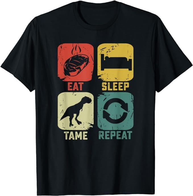 Funny Gamer Shirts, Special Gifts For Gamers, Eat Sleep Tame Repeat Dinosaur Gaming Geek Funny Gamer T-Shirt Menswear Top...