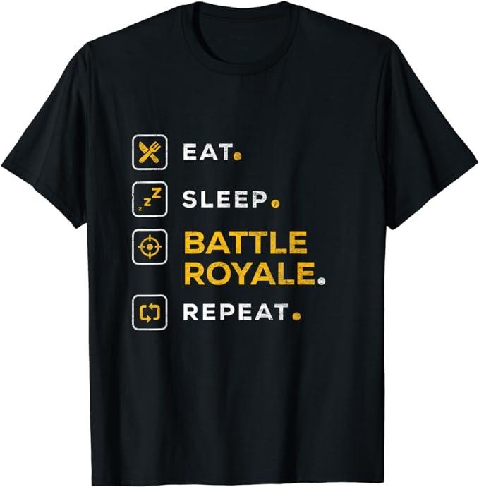 Funny Gamer Shirts, Special Gifts For Gamers, Funny Gamer Christmas Eat Sleep Battle Royale T-Shirt Menswear Top Casual...