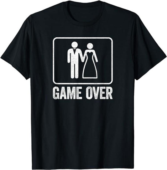 Funny Gamer Shirts, Special Gifts For Gamers, Game Over Funny Wedding Shirt Men Bachelor Party T-Shirt Menswear Top Casual Classic