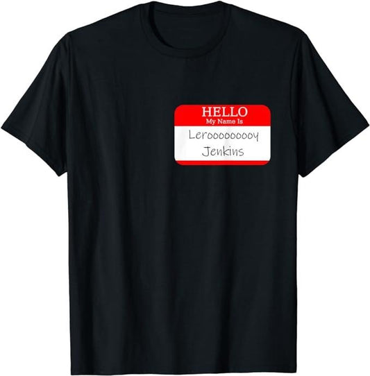 Funny Gamer Shirts, Special Gifts For Gamers, Hello My Name Is Leroy Jenkins Funny Video Game T-Shirt Menswear Top Casual Classic
