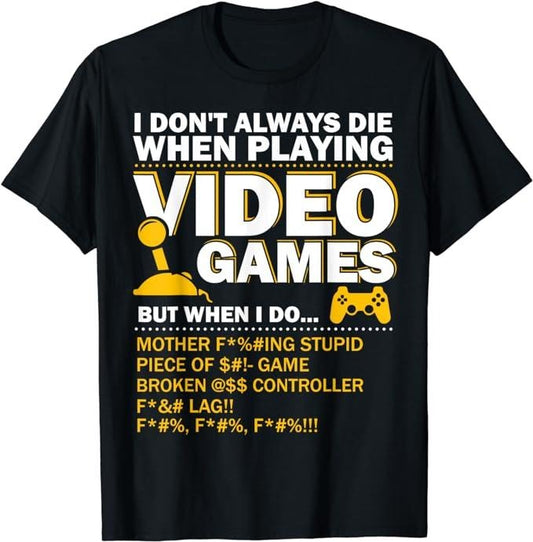 Funny Gamer Shirts, Special Gifts For Gamers, Playing Video Games Gamer T-Shirt Menswear Top Casual Classic