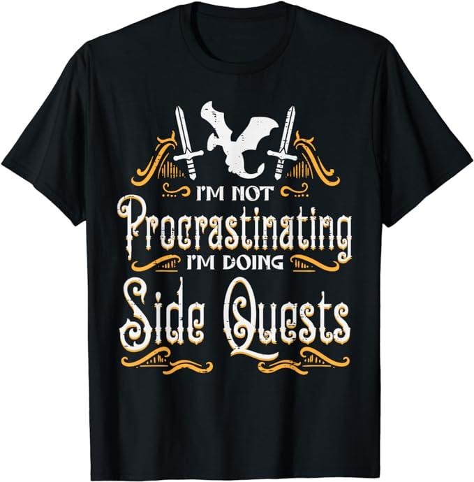 Funny Gamer Shirts, Special Gifts For Gamers, RPG Gamer Not Procrastinating Side Quest Funny Men Boys T-Shirt Menswear Casual Classic